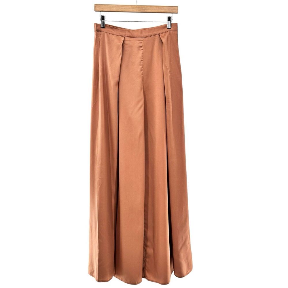 FATE 2pc Satin Cropped Wrap Blazer & Wide Leg Pant‎ Set Brown Medium Large NWT - Picture 4 of 16